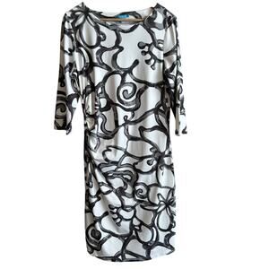 J. McLaughlin Sage Side Ruched 3/4 Sleeve Catalina Cloth Sheath Dress L